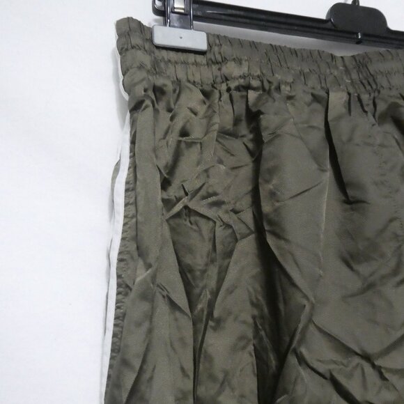 ADIDAS | large | Olive Green Exercise Shorts W/ White Stripe Panels | No Pockets - Picture 10 of 16